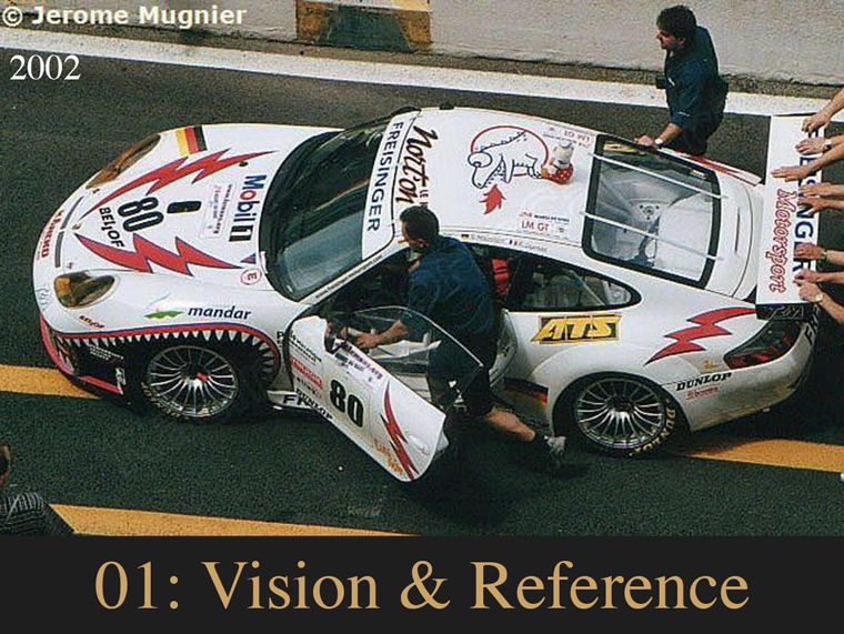 Original Porsche 911 GT3 RS at the 2002 Le Mans 24 Hours, featuring the Frisinger Mobil racing livery