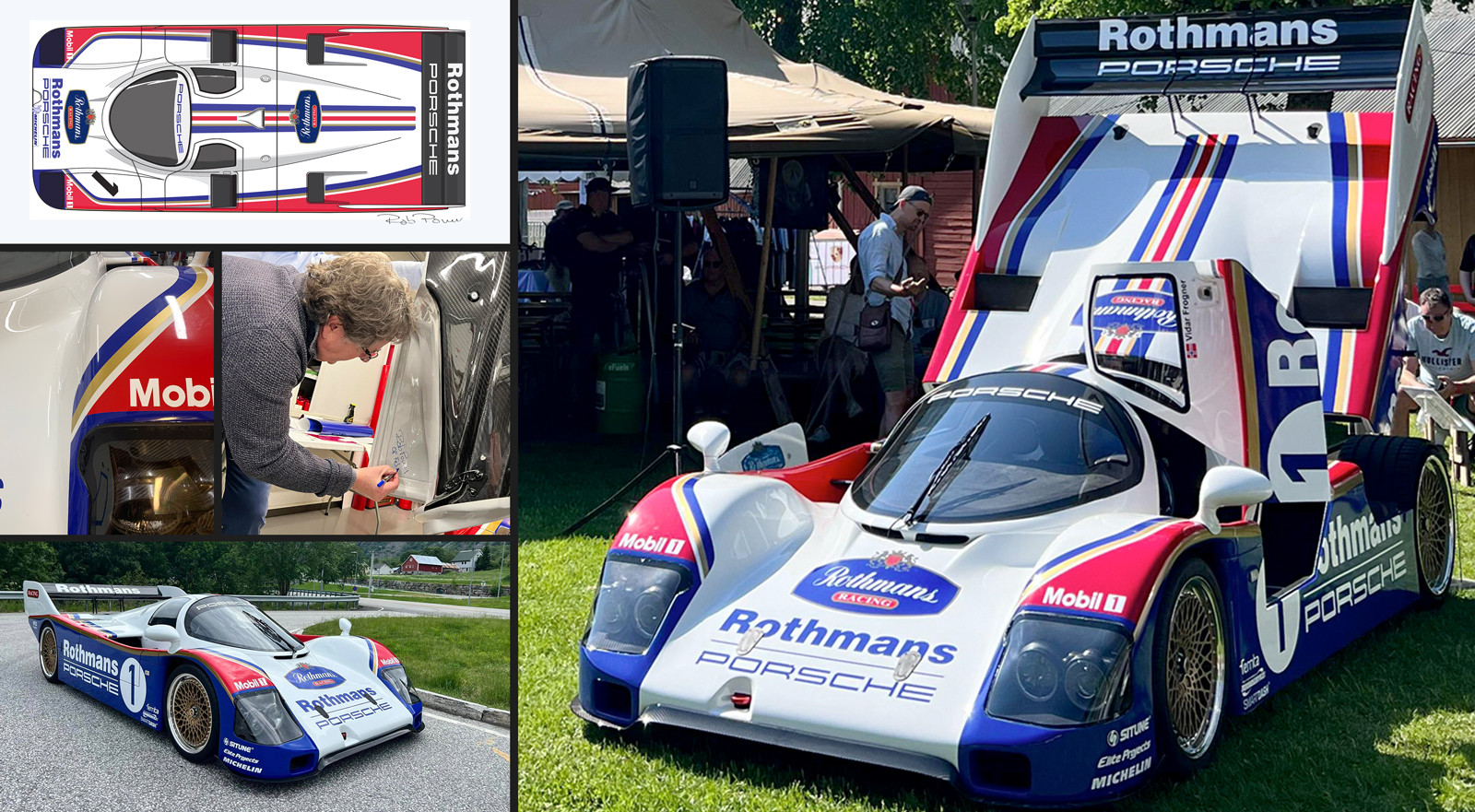 Porsche 962 EVO featuring modern Rothmans-inspired motorsport livery by Powell Livery